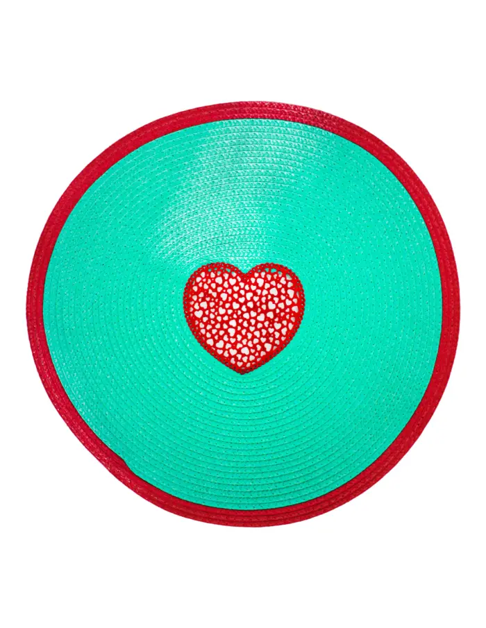 Mantel individual verde con corazón rojo de 0.1x38x0.1cm - Image 2