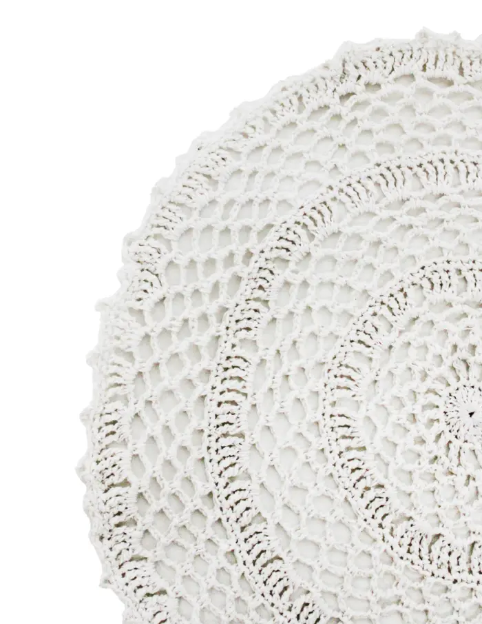 Mantel individual redondo blanco tejido crochet de 0.1x38x0.1cm - Image 3
