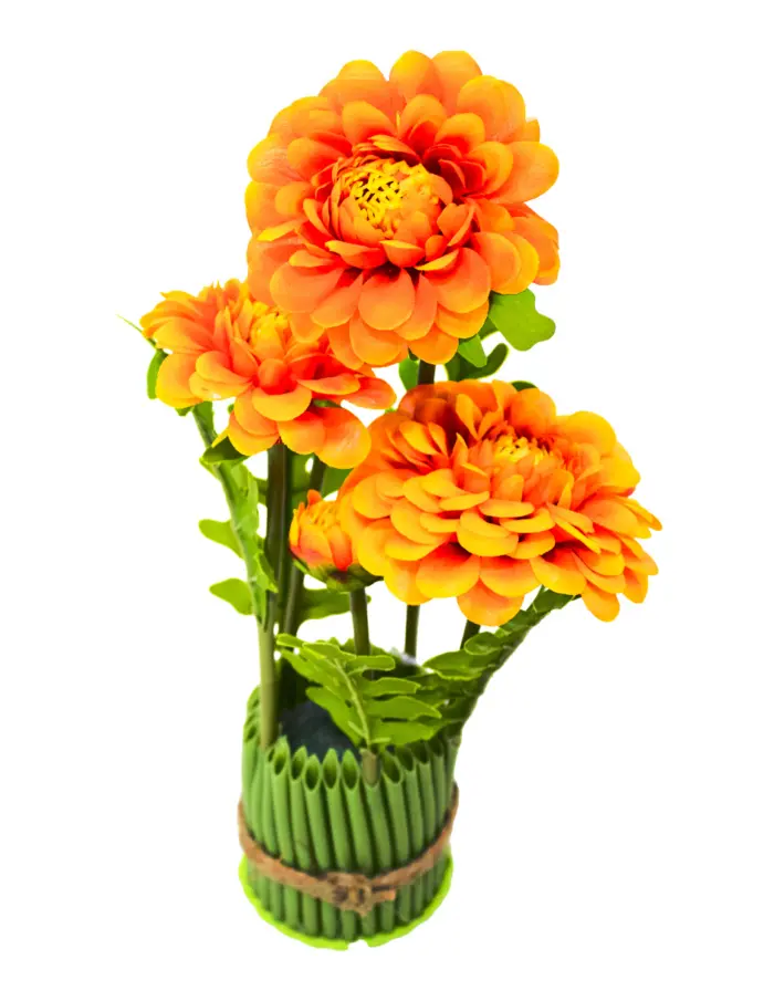 Ramo de flor naranja con base de 7.3x7.3x28cm - Image 2
