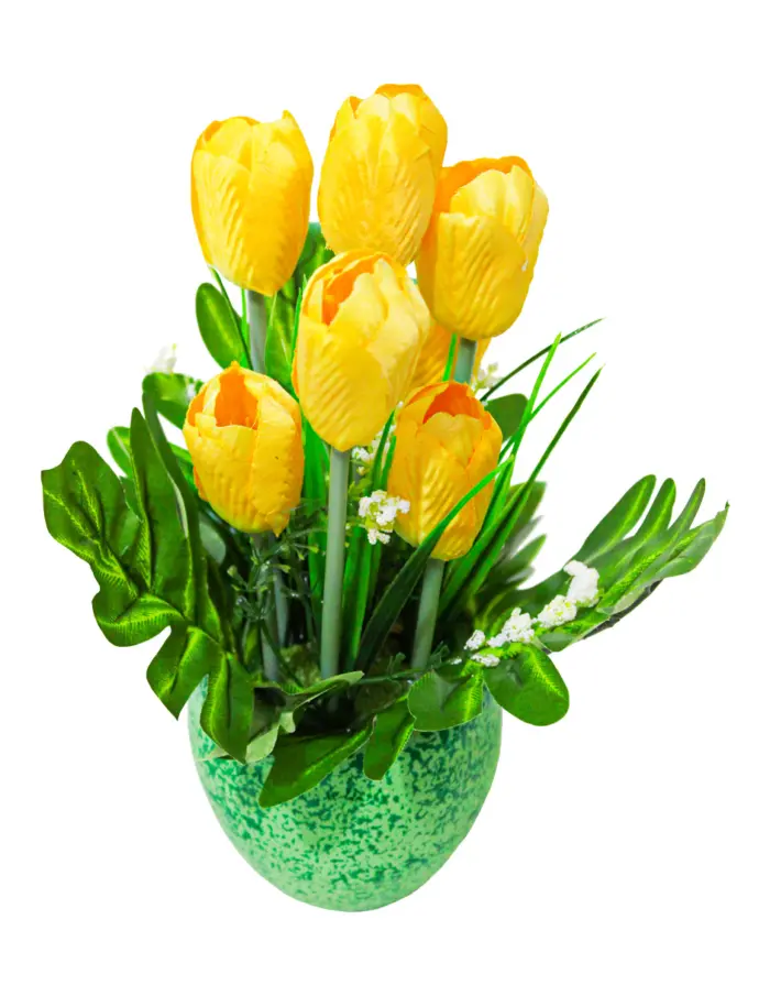 Maceta verde con de tulipanes amarillos de 8x4x25cm - Image 2