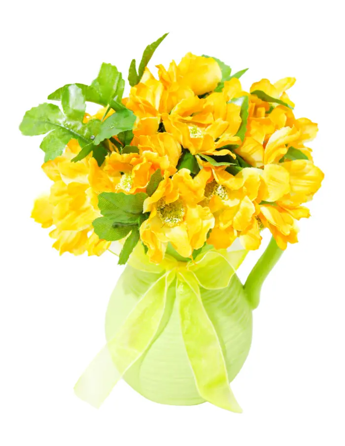 Maceta con flores de margaritas amarillas de 8x10x21cm - Image 2