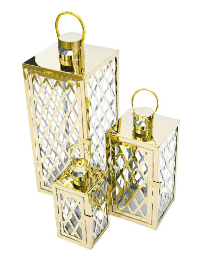 Juego de 3 candelabros de color dorados de 18x18x46cm - Image 3