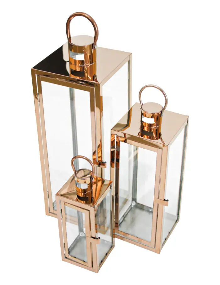 Juego de 3 candelabros de metal de color marron de 18x18x49cm - Image 2