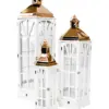 Juego de 3 candelabros de metal de color blanco de 45x52x130cm - Image 2