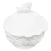 Bombonera de cerámica blanca con ave de 13.6x13.6x15.5cm - Image 2