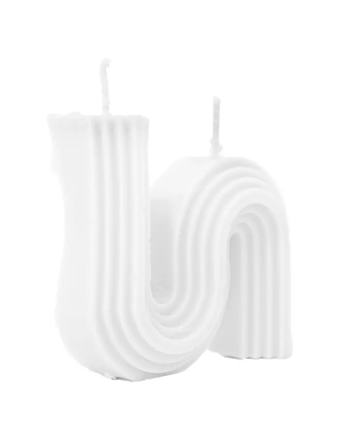 Vela decorativa diseño curvo blanca de 2.5x8.8x7.5cm - Image 2