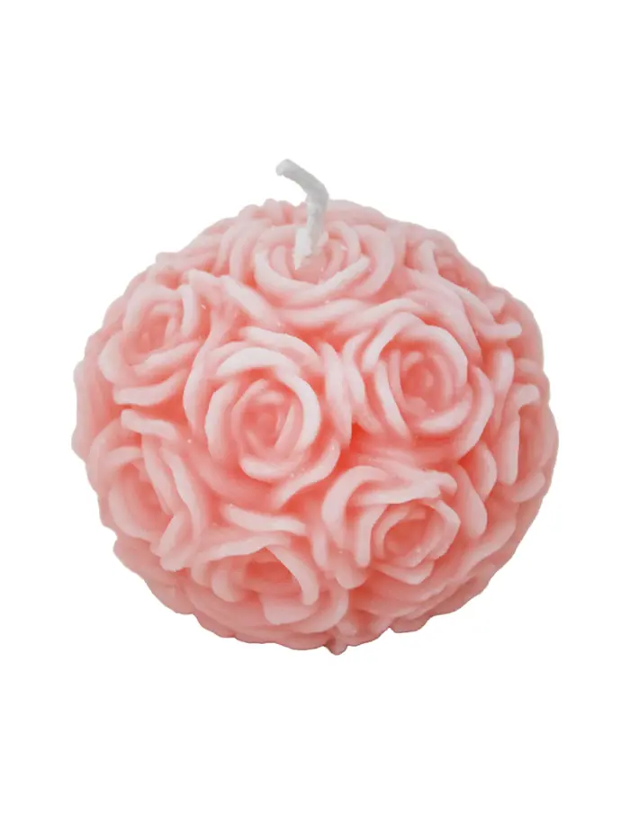 Vela decorativa diseño bola de rosas rosa de 6.5x6.5x5.2cm - Image 2