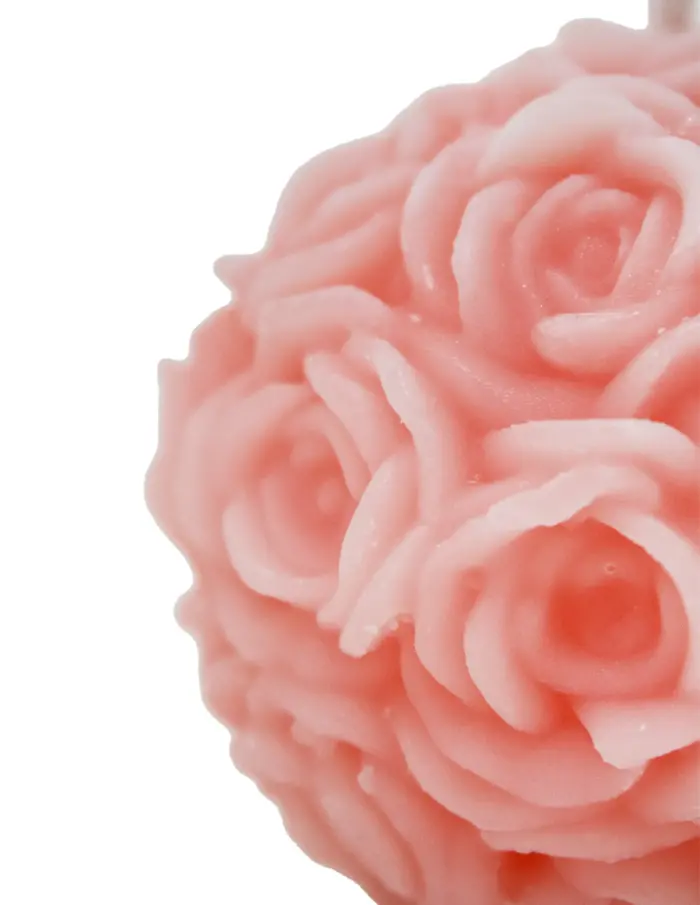 Vela decorativa diseño bola de rosas rosa de 6.5x6.5x5.2cm - Image 3