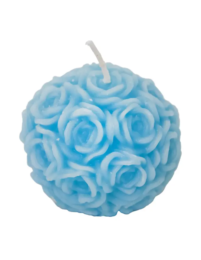 Vela decorativa diseño bola de rosas azul de 6.5x6.5x5.2cm - Image 2
