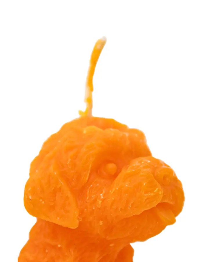 Vela decorativa diseño perro naranja de 7x7.5x14cm - Image 3