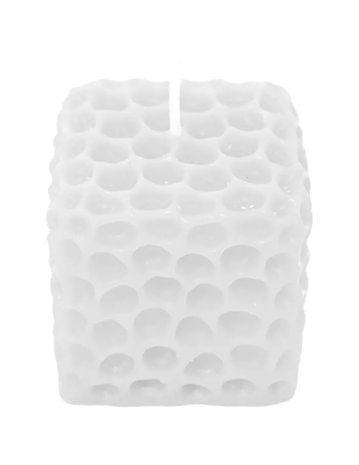 Vela decorativa cuadrada diseño circulos blanco de 3.5x5x6.5cm - Image 2