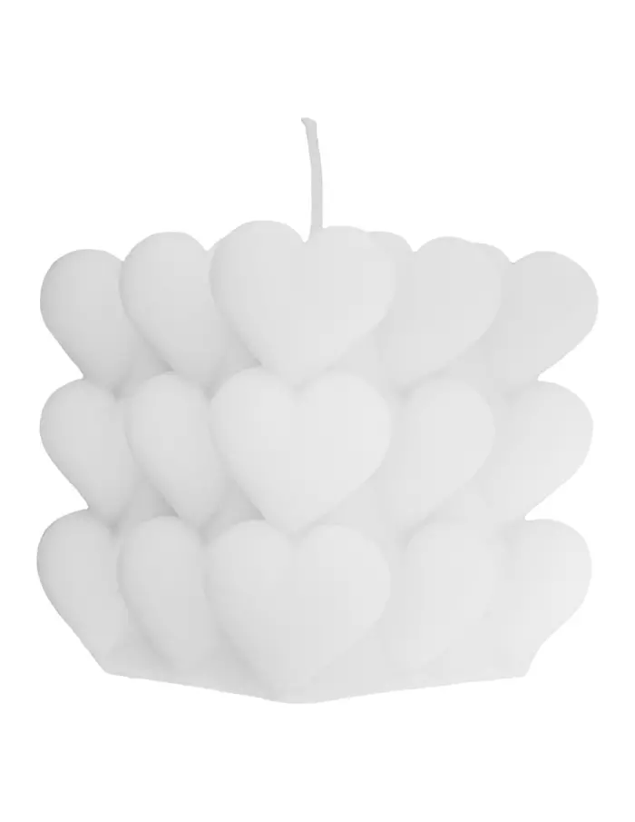 Vela decorativa diseño de cuadradas con círculos de color blanco de 6.5x6.5x6.5cm - Image 2