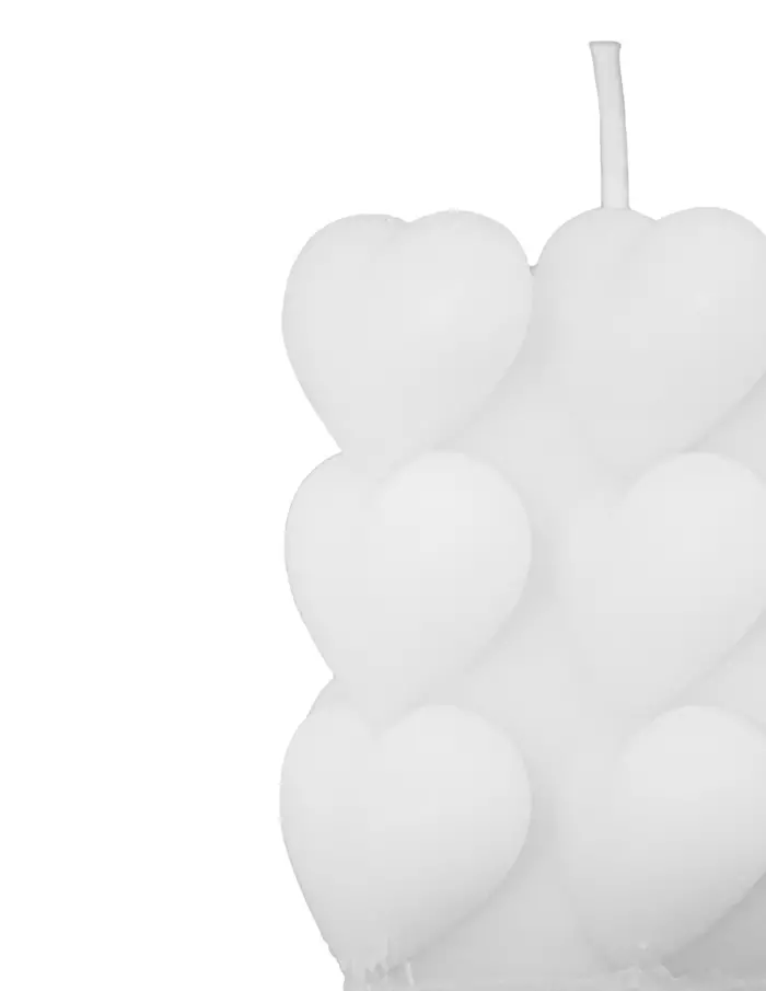 Vela decorativa diseño de cuadradas con círculos de color blanco de 6.5x6.5x6.5cm - Image 4