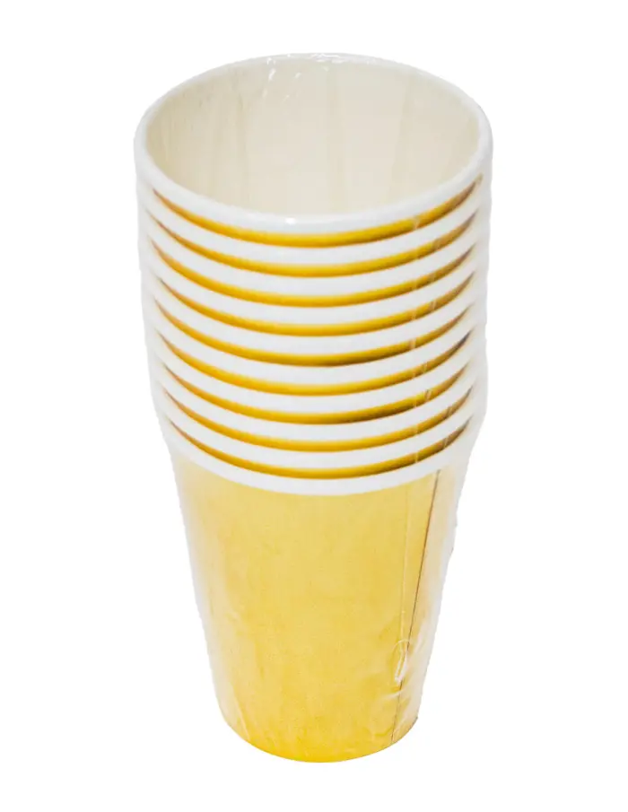 Paquete de 10 vasos desechables dorado de 7x9cm - Image 2