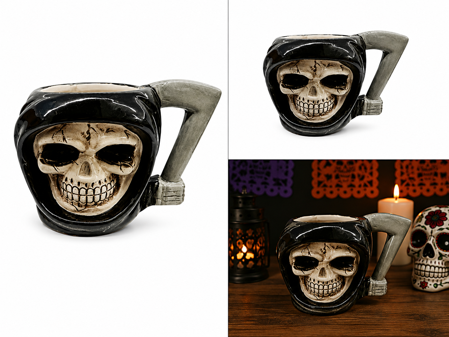 Taza de Calavera con Asa de Guadaña