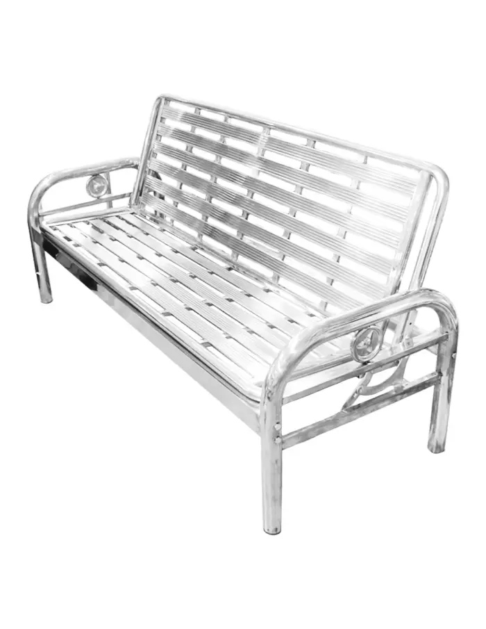 banca de metal plateado de 190x70x95cm - Image 2