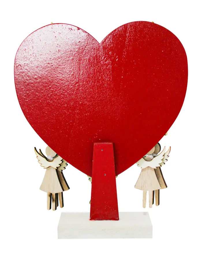 Decoración diseñó corazón rojo de madera con 12 ángeles colgantes de 6x22.5x27cm - Image 3