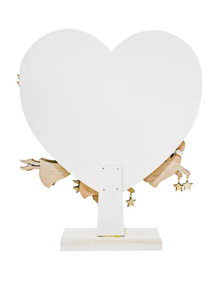 Decoración diseñó corazón blanco de madera con 12 ángeles colgantes de 6.5x29x35cm - Image 3