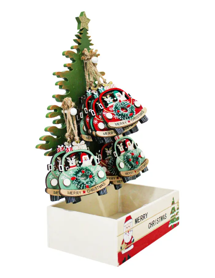 Árbol de madera con caja y 24 coches colgantes  - Image 2