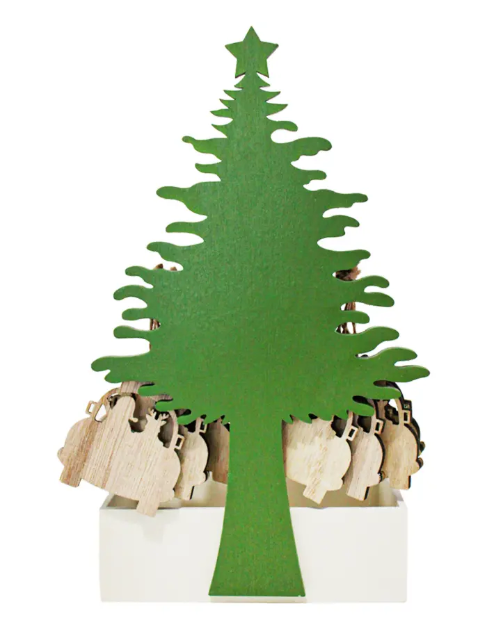 Árbol de madera con caja y 24 coches colgantes  - Image 3