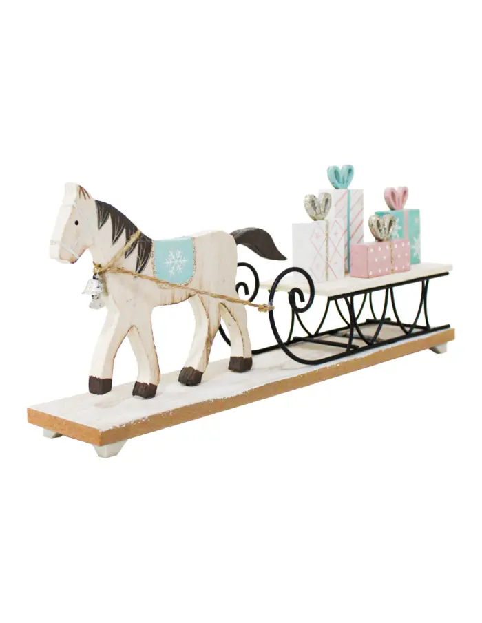 Caballo con trineo y regalos de madera - Image 2