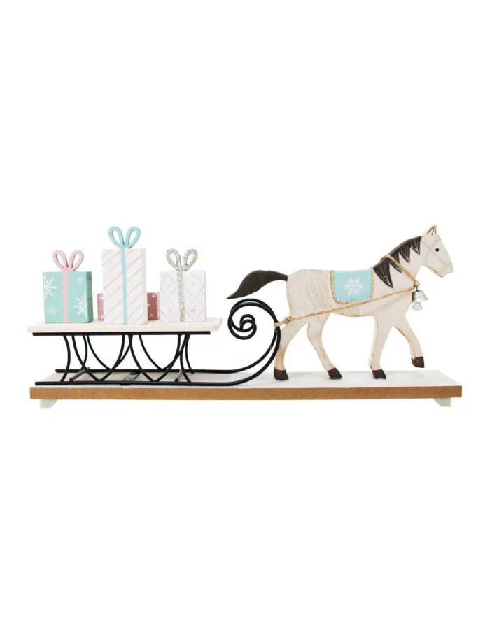 Caballo con trineo y regalos de madera - Image 3