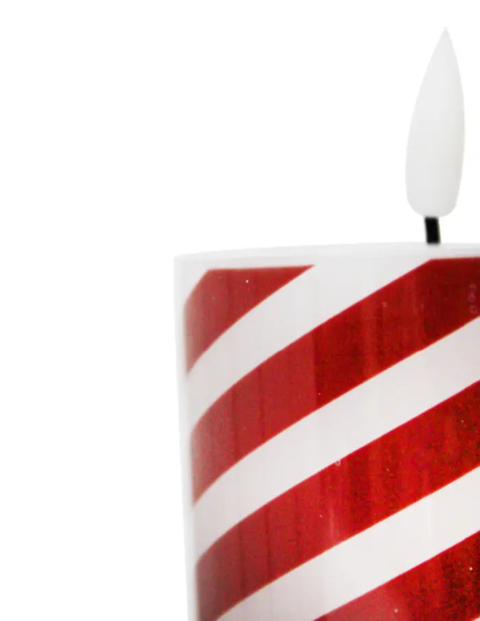 Set de 3 velas de luz LED diseño caramelo navideño (usa baterías AA no incluidas) de 7.5x10x13x15cm - Image 3