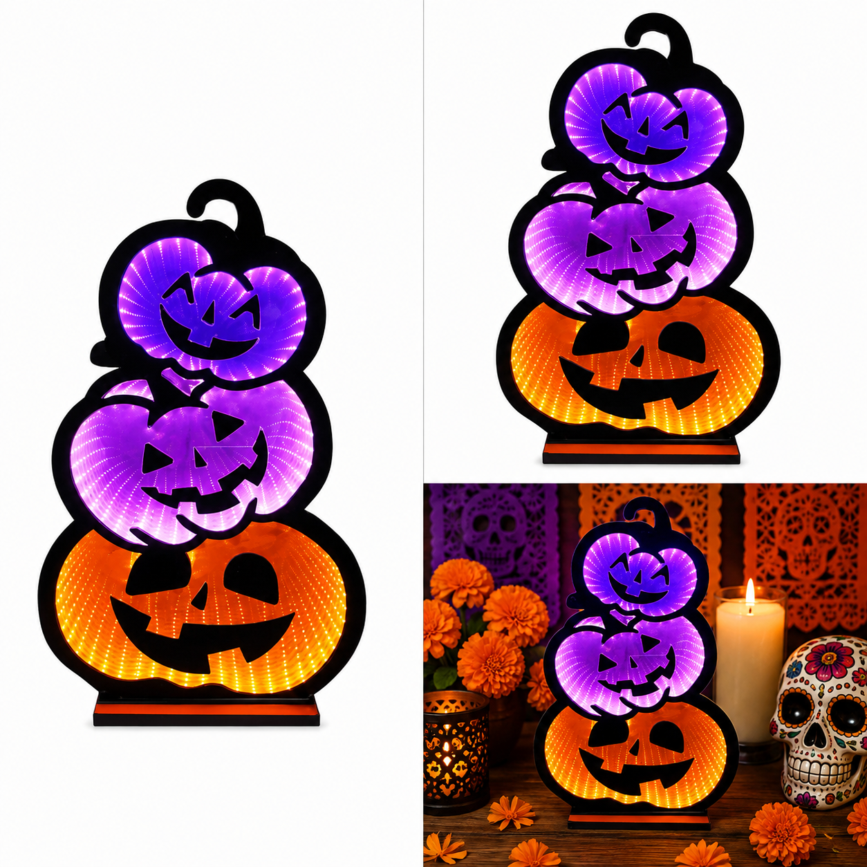 Torre de Calabazas de Halloween con Luz