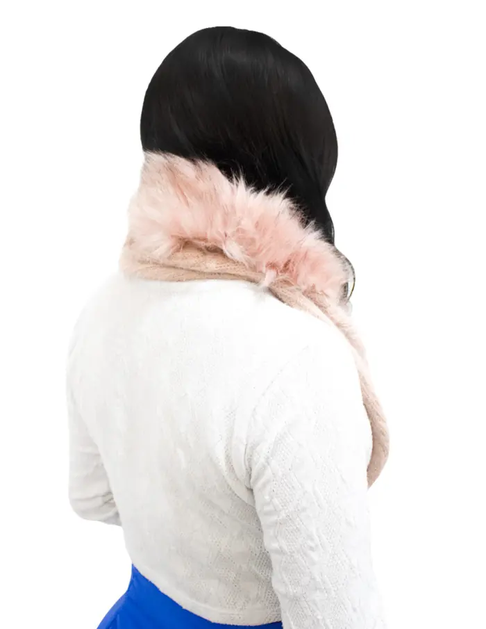 Bufanda de invierno con peluche rosa de 35x1x35cm - Image 3