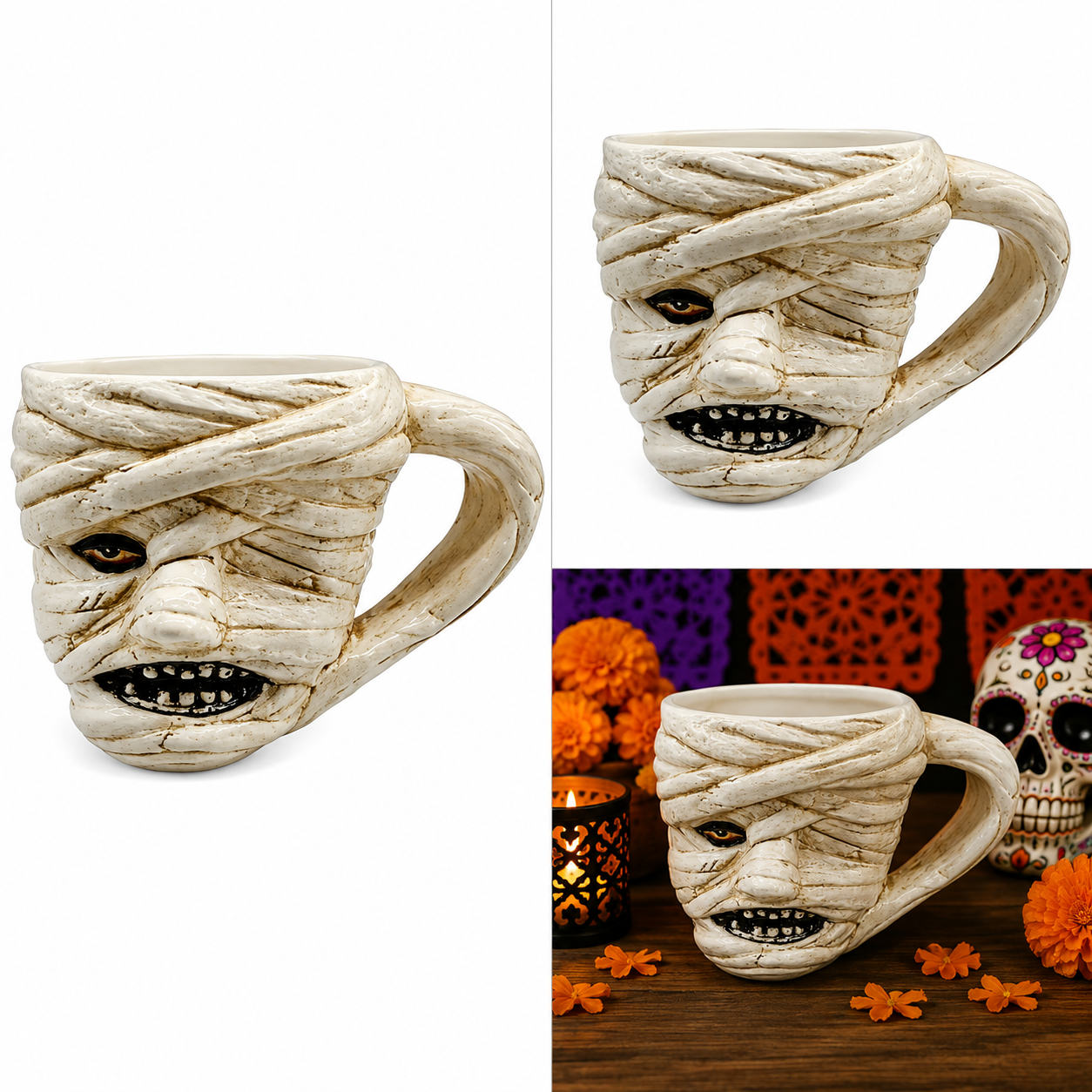Taza de Momia con Asa de Vendas