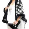 Capa de invierno a cuadros negros con blanco de 115x77x0.1cm - Image 2