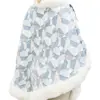Capa de invierno estampado azul con orilla de peluche blanco de 108x88x0.1cm - Image 3