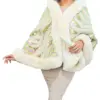Capa de invierno beige con orilla de peluche y lentejuelas de 96x74x0.1cm - Image 2