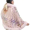 Capa de invierno rosa con orilla de peluche y lentejuelas de 96x74x0.1cm - Image 3