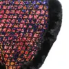 Capa de invierno negra con dorado y orilla de peluche con lentejuelas de 96x74x0.1cm - Image 4