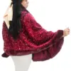 Capa de invierno vino con orilla de peluche y lentejuelas de 96x80x0.1cm - Image 3