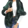 Capa de invierno verde con orilla de peluche y lentejuelas de 80x70x0.1cm - Image 2