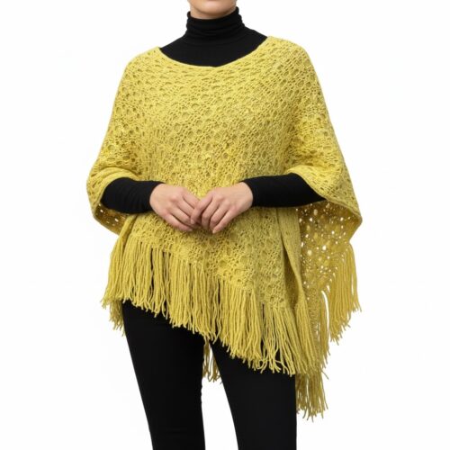 Capa Amarilla Tejida con Flecos