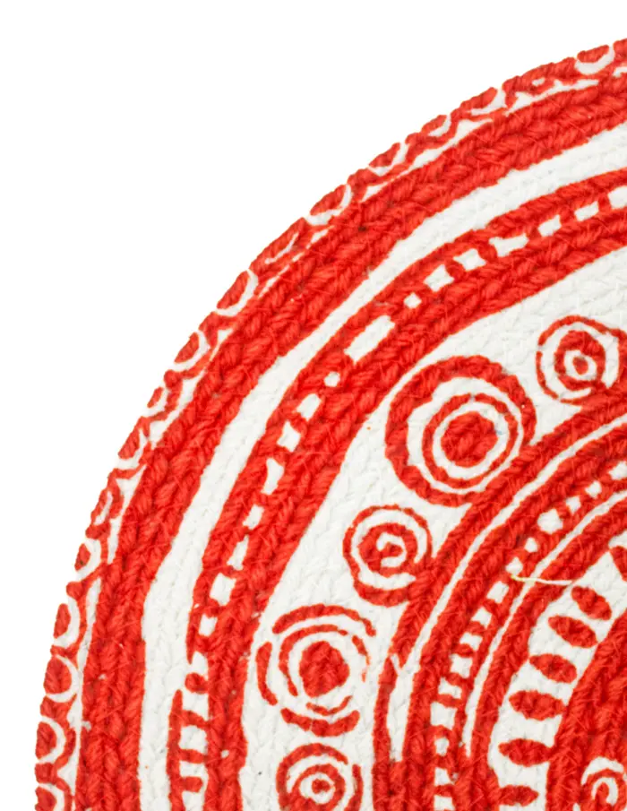 Mantel individual rojo con blanco diseño mandalas de 37cm - Image 3