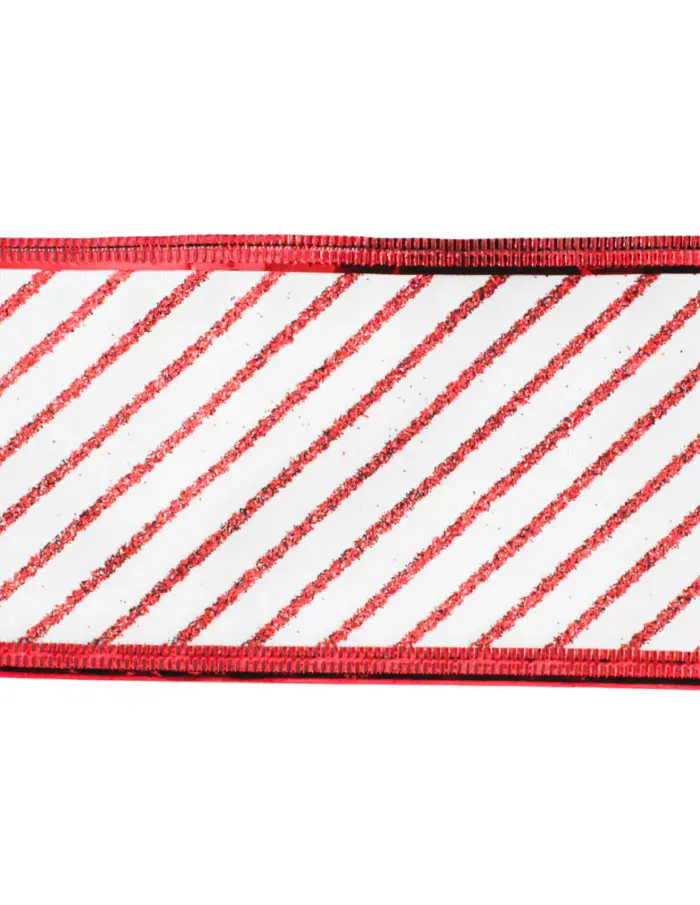 Rollo de listón blanco con líneas rojas de 6.35cmx10m - Image 3