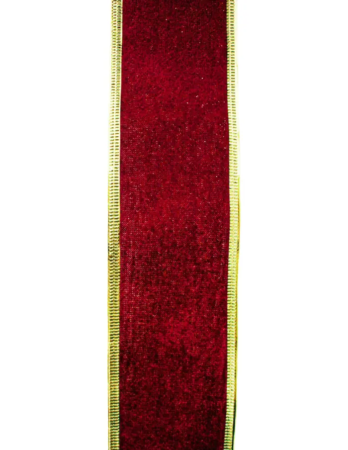 Rollo de listón de terciopelo vino con filo dorado de 6.35cmx10m - Image 3