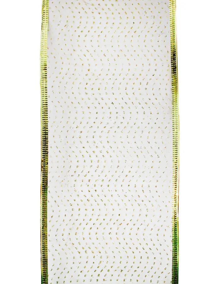 Rollo de listón de gasa con ondeado dorado de 10cmx10m - Image 3