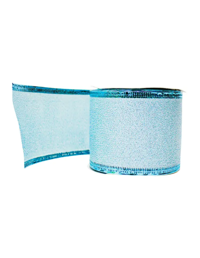 Rollo de listón de tela azul claro de 6.35cmx10m - Image 2
