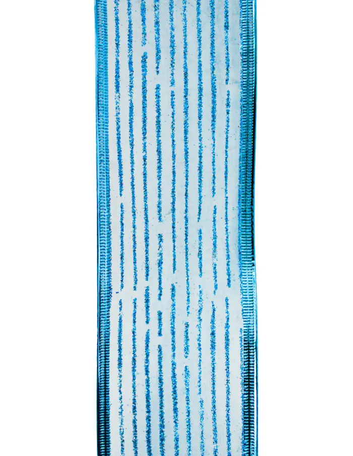 Rollo de listón de gasa azul con líneas diamantadas de 6.35cmx10m - Image 3