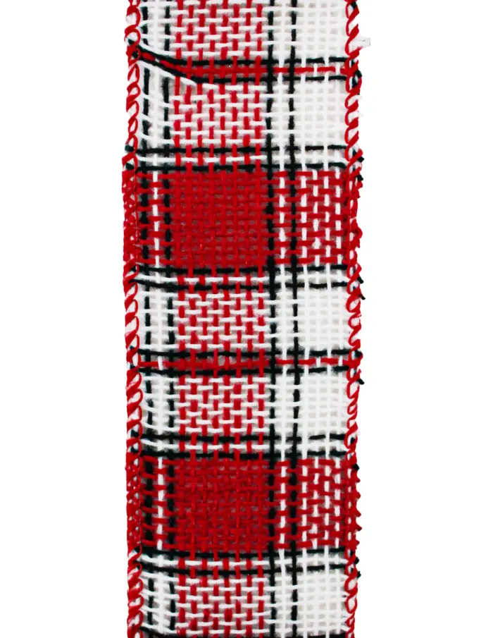Rollo de listón escocés rojo con blanco de 6.35cmx10m - Image 3