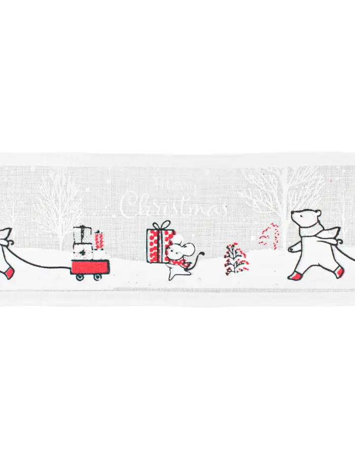 Rollo de listón estampado oso polar y carrito con regalos de 6.35cmx10m - Image 3