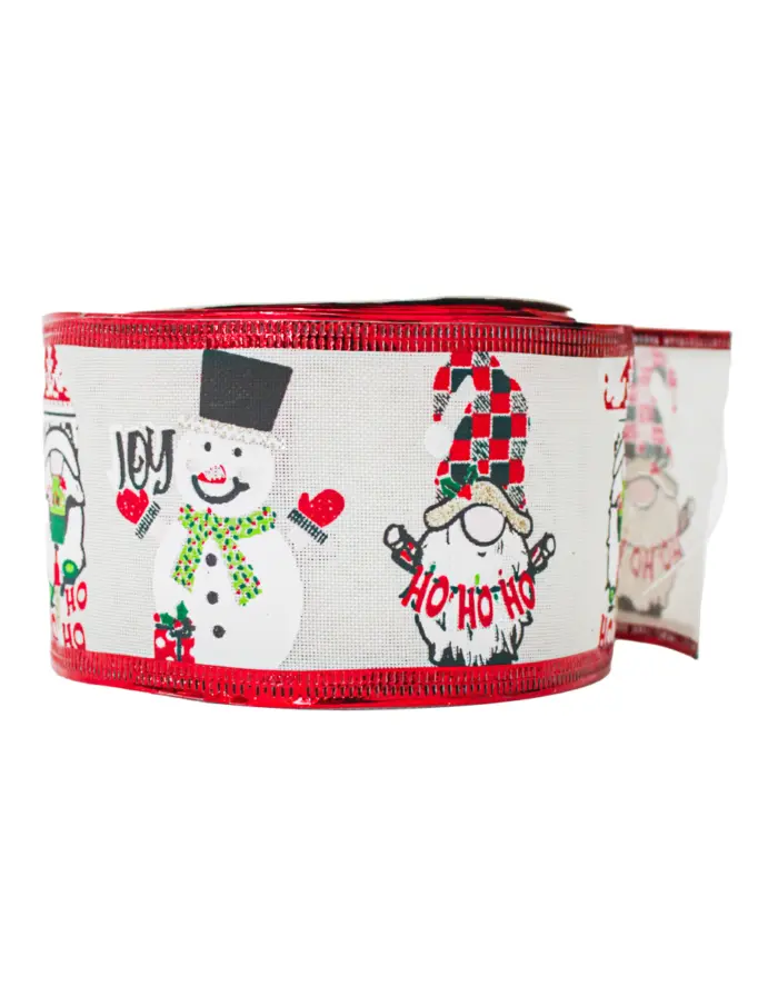 Rollo de listón estampado gnomo con muñeco de nieve de 6.35cmx10m - Image 2