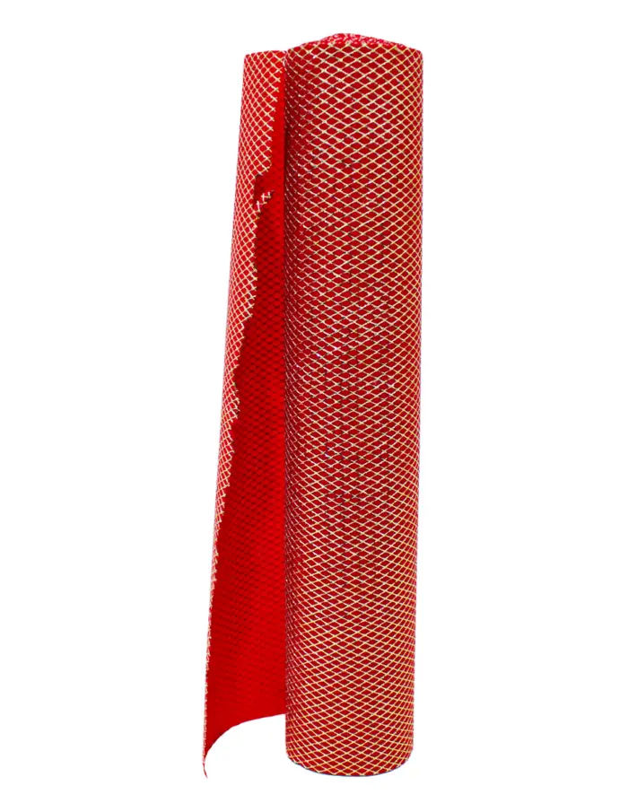 Rollo de tela roja con rombos dorados de 45cm x 10m - Image 2