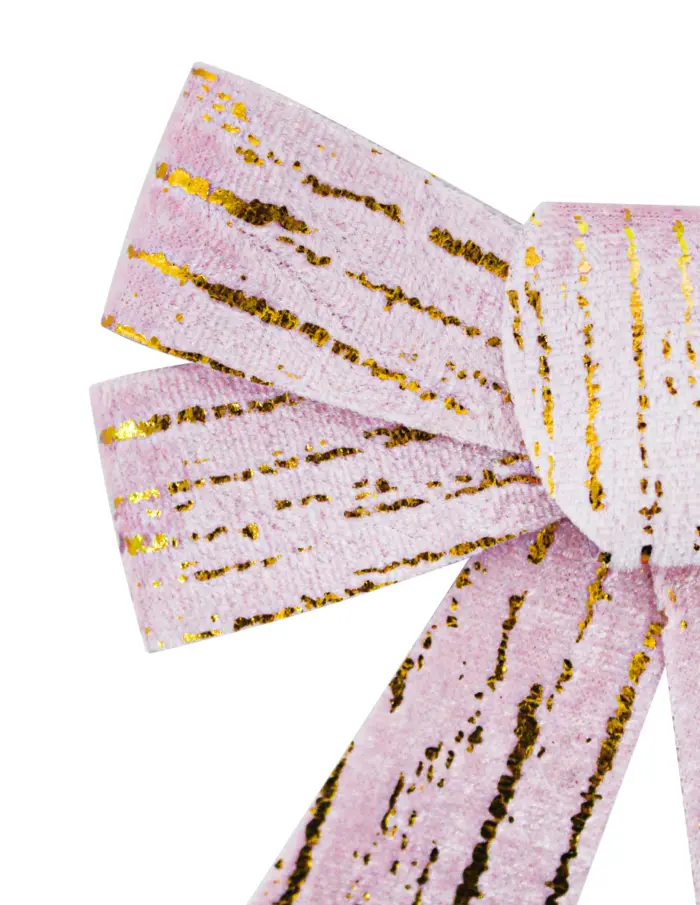 Juego de 2 moños rosa con líneas doradas de 14x19cm - Image 2