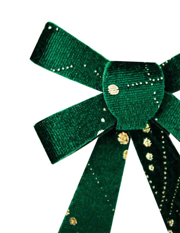 Juego de 3 moños verde con decorado dorado de 9x12cm - Image 2
